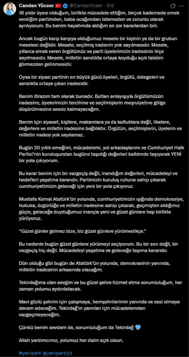 Candan Yuceer Chpden Istifa Ederek Yeni Partiye Gecti 2