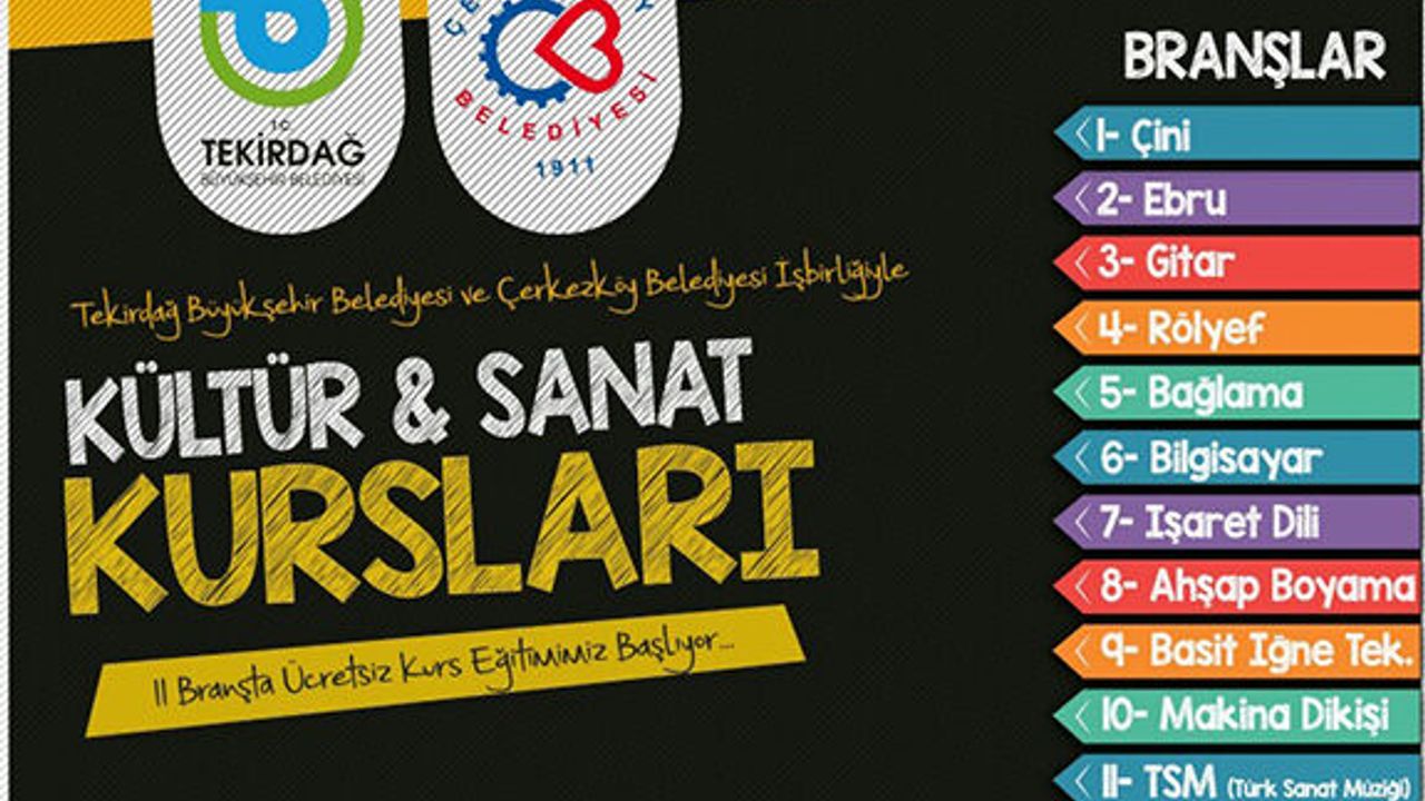 Kültür Sanat kurslarına kayıtlar başlıyor