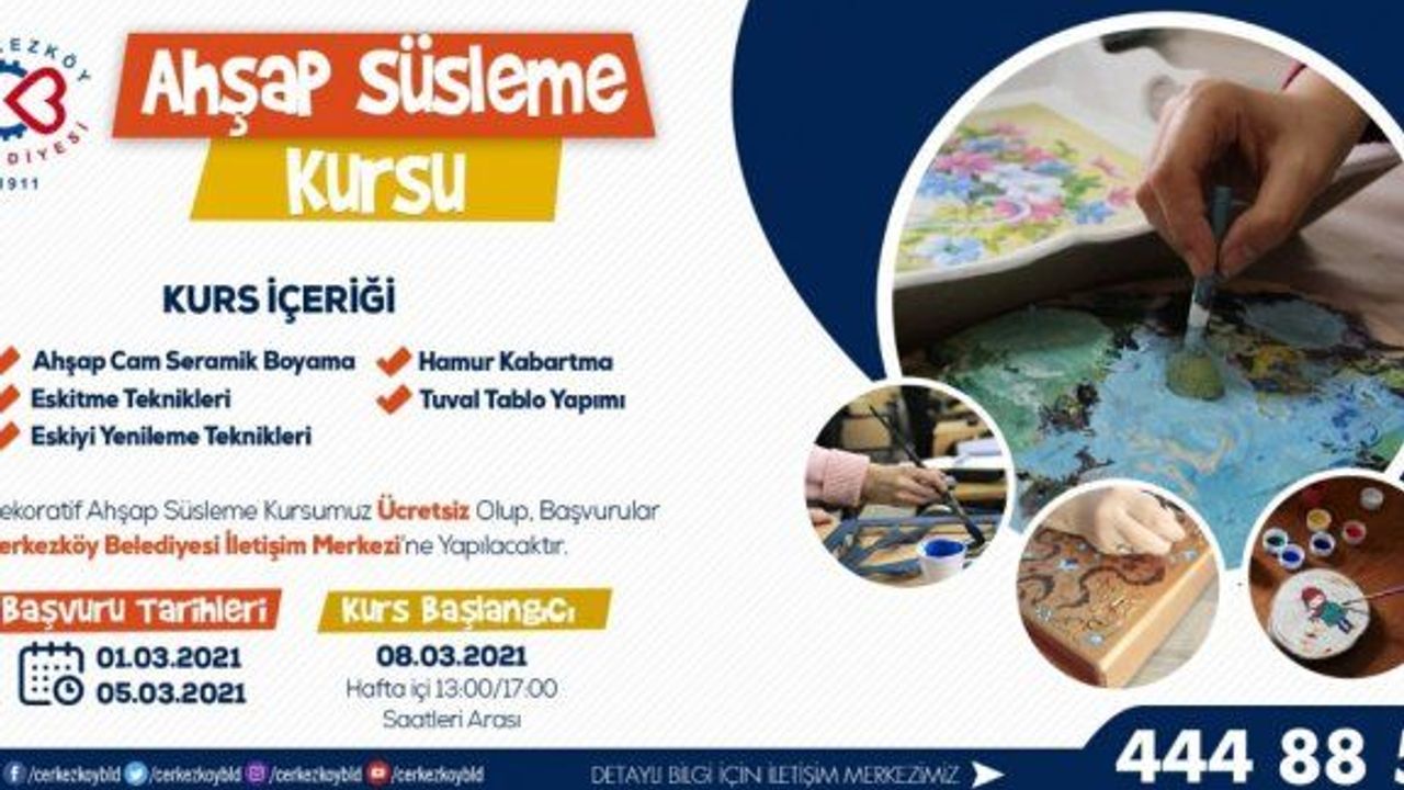 DEKORATİF AHŞAP SÜSLEME KURSU KAYITLARI BAŞLIYOR