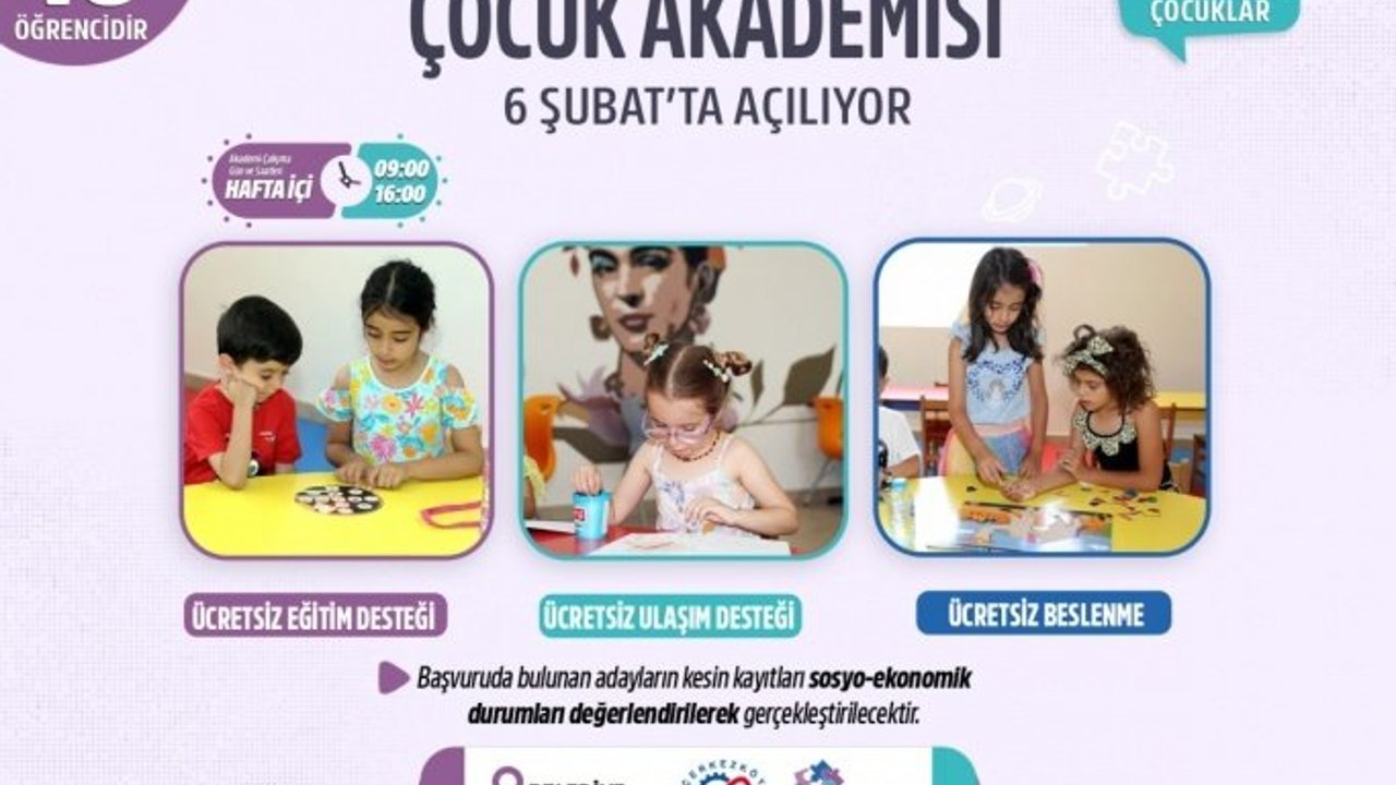 ÇOCUK AKADEMİSİ 6 ŞUBAT’TA AÇILIYOR