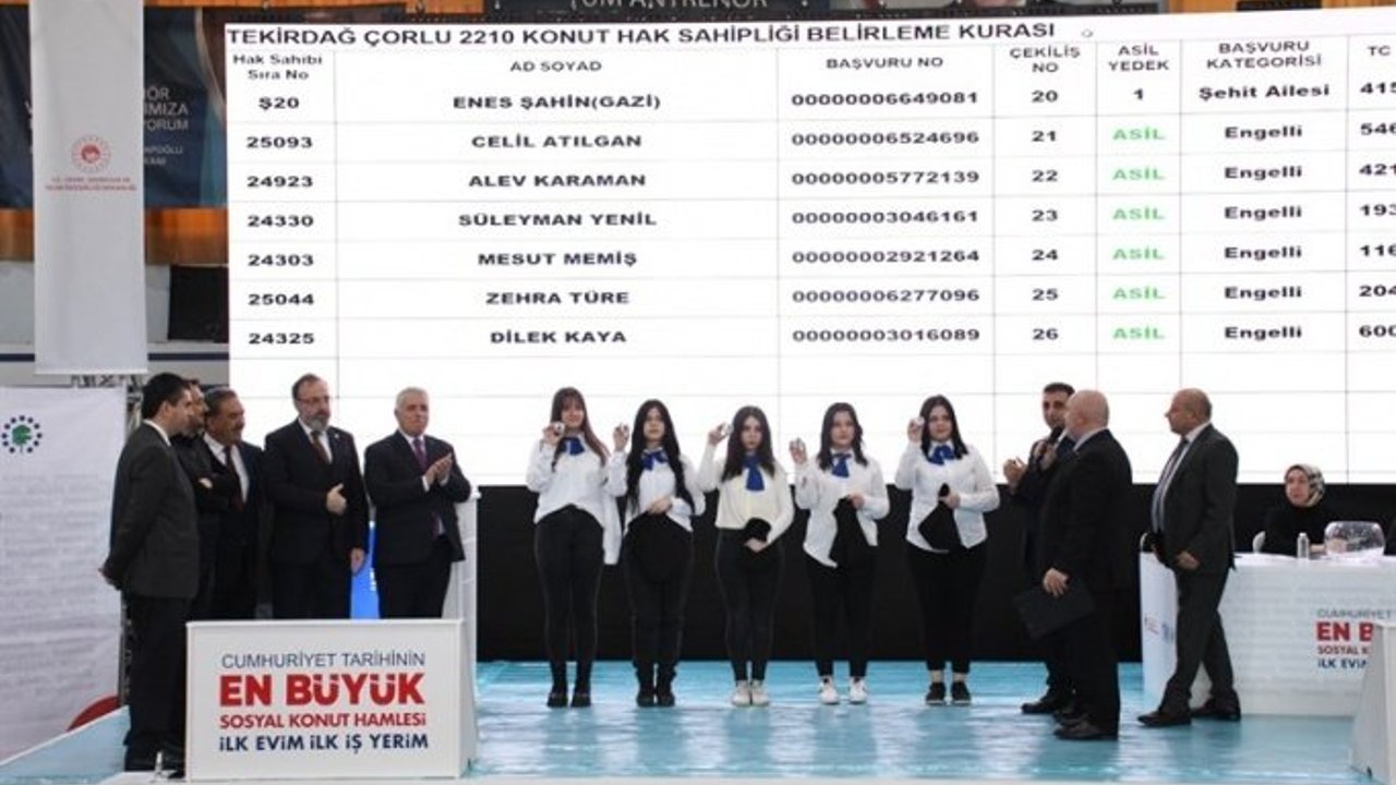 Tekirdağ'da Yapılacak Olan Toplu Konutların Kura Çekimlerine Başlandı