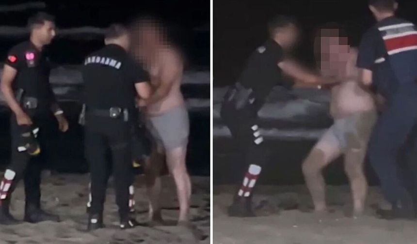 Fırtınaya rağmen denize girmek istedi! Jandarma uzun uğraşlar sonucu vazgeçirdi